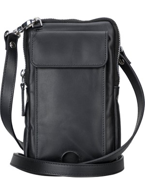 BloominBag Bloomnino Onyx Black Hakiki Deri Crossbody Çanta