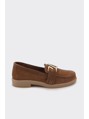 Derinet Hakiki Deri Tokalı Kadın Loafer