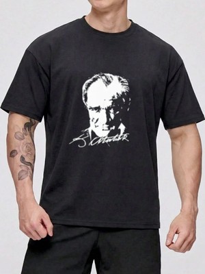 Kozz Style Siyah Atatürk Baskılı Pamuklu Tişört