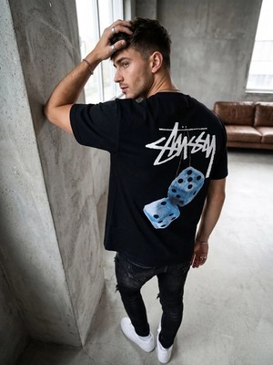 Kozz Style Siyah Camsey Organik Pamuk Dokulu Comfort Fit Bisiklet Yakalı Tişört
