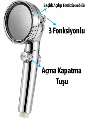 Nzb Duş Seti Spiral Fişkiye Banyo Duş Başlığı Set Fiskiyesi Telefonu Yuvarlak Klasik Başlık Metal Hortum