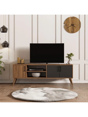 Mezza 1580 Exxen 150 Cm (Ahşap Ayaklı) Tv Ünitesi Ürgüp-Antrasit
