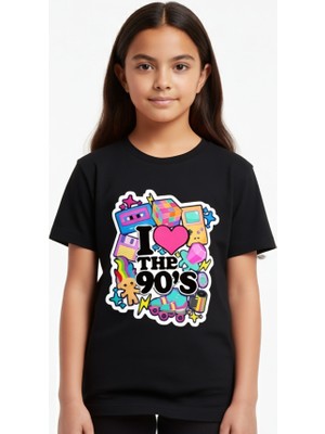 ERDEM KIDS Unisex 90'lar Temalı Baskılı Pamuklu Basic T-Shirt