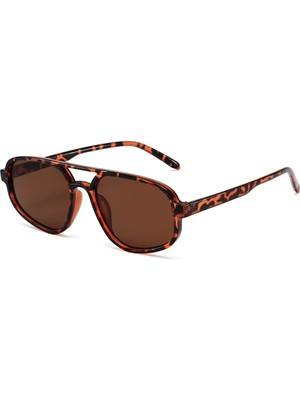 Toz Vintage Blink Leopar Desenli Kahverengi Cam Kemik Çerçeve Vintage Retro Unisex Güneş Gözlüğü