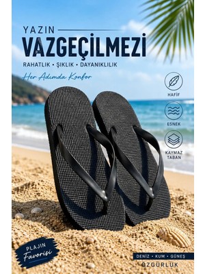 Kadın Siyah Basic Rahat Acıtmaz Parmak Arası Plaj Terlik Flip Flok Yazlık Deniz Havuz Eva