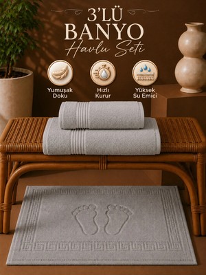 3’lü Banyo Havlu Seti 70X140 50X90 50X70 cm Yumuşak Dokulu Banyo El Yüz ve Ayak Havlusu Takımı
