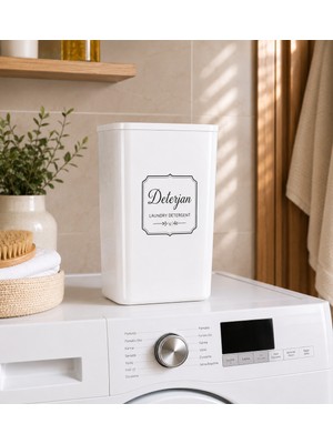 Mafa Home 3 Litre Vakum Kapaklı Akrilik Plastik Deterjan Saklama Kutusu Kürek ve Etiket Hediyeli