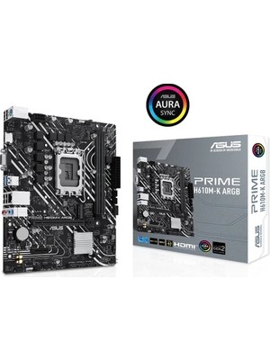 ALK Asus Prıme H610M-K Argb Ddr5 5600MHZ VGA HDMI Glan M.2 1700P USB 3.2 Gen1 (12-13-14. Nesil)