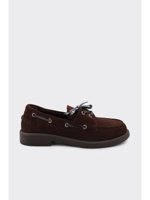 Derinet Hakiki Deri Bağcıklı Kadın Loafer