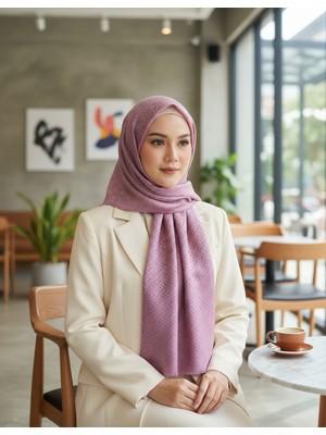 Lady Coco Yaz Esintisi Kendinden F Desenli Krep Şal
