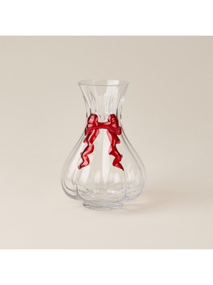 Evidea Deco Fiyonk Vazo - Şeffaf / Kırmızı - 20X14 cm