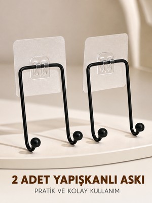 Uravas Store Ikili Duvar Tipi Yapışkanlı Askılık Pratik Ev Düzenleme Askısı - Lisinya