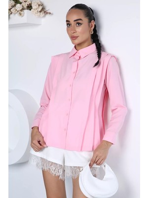 Gülseli Pileli Kadın Gömlek P-00022935