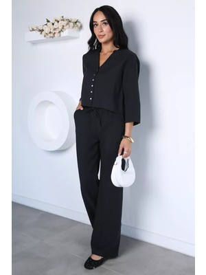 Gülseli Crop Gömlek Pantolon Ikili Takım P-00022934