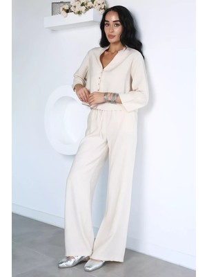 Gülseli Crop Gömlek Pantolon Ikili Takım P-00022934