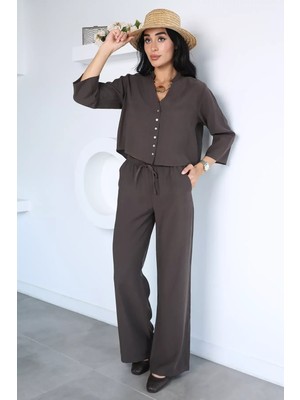 Gülseli Crop Gömlek Pantolon Ikili Takım P-00022934