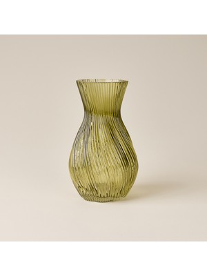 Evidea Deco Dalga Vazo - Yeşil - 25X15 cm