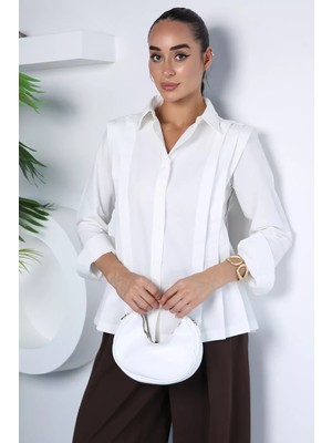 Gülseli Pileli Kadın Gömlek P-00022935