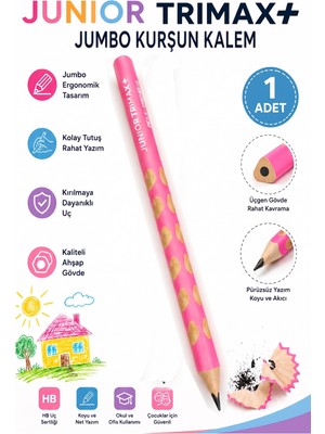 Artlantis Jumbo Kurşun Kalem Oluklu 1 Adet Alpino Trimax Üçgen Oluklu Kalın Kalem Pastel Renkler Kolay Tutuş ve Kullanım
