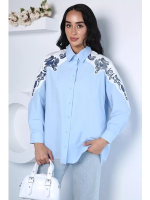Gülseli Omuz Nakışlı Gömlek P-00022944