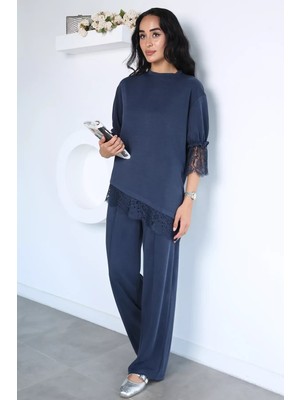 Gülseli Dantel Detaylı Bluz Pantolon Kubra Modal Ikili Takım P-00022940