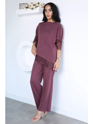 Gülseli Dantel Detaylı Bluz Pantolon Kubra Modal Ikili Takım P-00022940