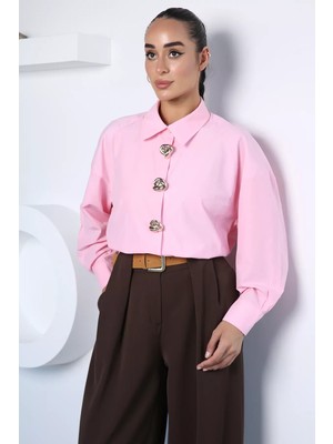Gülseli Düğme Detaylı Gömlek P-00022949