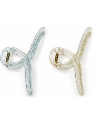 Fugo 2'li Büyük Boy Mandal Toka Seti 12,5 cm Renkli Şeffaf Plastik Saç Tokası