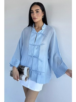 Gülseli Kadın Tarz Düğme Detaylı Salaş Gömlek P-00022909
