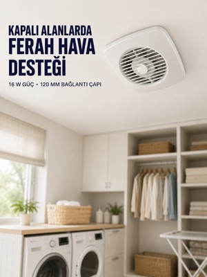 Uravas Store 120 mm Dekoratif Aspiratör 16 W 180 M³/h Banyo Mutfak ve Wc Havalandırma Fanı - Lisinya