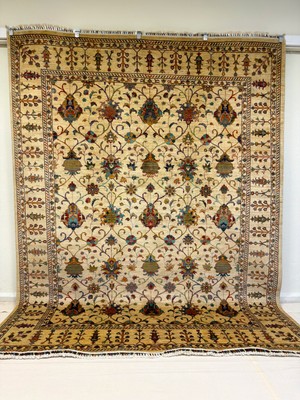 El Dokuma Afgan Halı Sultani Desenli Kök Boya 241 x 309 cm