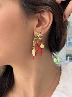 Yaz Temalı Sallantılı Küpe 8.5 cm