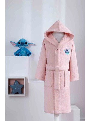 Özdilek Lisanslı Kapüşonlu Çocuk Bornozu 5/6 Yaş-Stitch Aloha Mercan