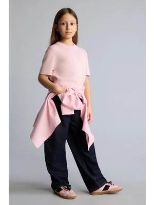 DeFacto %100 Pamuk Baggy Fit Mavi Jean Pantolon Kız Çocuk H6075A826SP