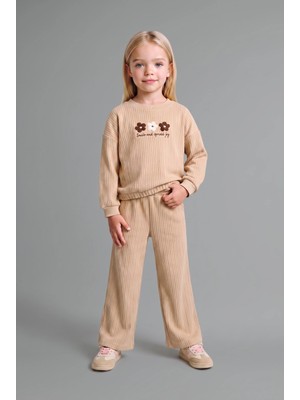 DeFacto 2'li Takım Çiçekli Sweatshirt Eşofman Altı Kız Bebek G5092A525WN