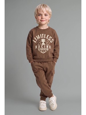 DeFacto 2'li Takım Baskılı Sweatshirt Eşofman Altı Erkek Bebek G5132A525WN