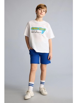 DeFacto %100 Pamuk Oversize Sweatshirt Kumaşı Şort Erkek Çocuk H2027A826SM