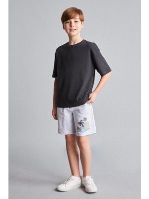DeFacto Regular Fit Palmiye Baskılı Sweatshirt Kumaşı Şort Erkek Çocuk H7215A826HS