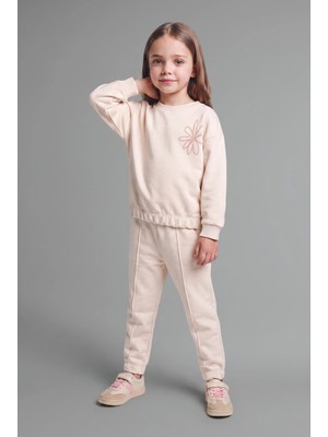 DeFacto Aplike 2'li Takım Sweatshirt Eşofman Altı Kız Bebek G8500A526SP