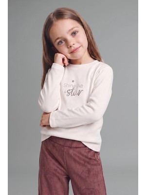 DeFacto 2'li Takım Baskılı Sweatshirt Süet Pantolon Kız Bebek G5713A525WN
