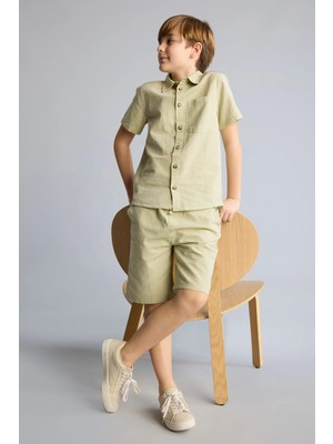 DeFacto Regular Fit Keten Karışımlı Şort Erkek Çocuk H3488A826HS