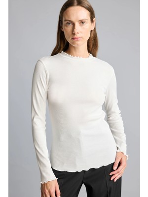 DeFacto Marul Kenar Detaylı Slim Fit Fitilli Kaşkorse Uzun Kollu Tunik I1458AX26AU