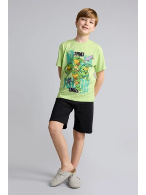 DeFacto %100 Pamuk Ninja Turtles-Retro Kısa Kollu Tişört Şort Alt 2'li Pijama Takımı Erkek Çocuk H8008A826HS