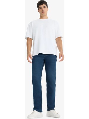 DeFacto Sıcak Tutan Sergio Regular Fit Normal Bel Boru Paça Pamuklu Sergio -Regular Fit Polarlı Sergio Jean Pantolon Y0369AZ25WN