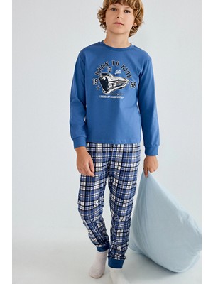 DeFacto Regular Fit Baskılı ve Ekoseli 2'li Erkek Çocuk Pijama Takımı H6686A826AU