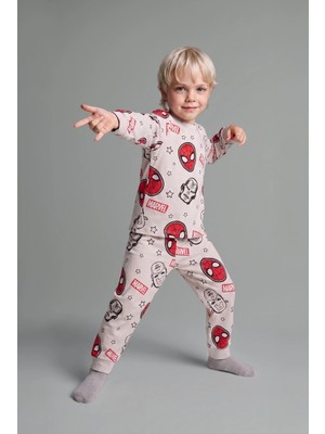 DeFacto %100 Pamuklu Marvel Lisanslı Beli Lastikli Pijama Takımı Erkek Bebek F4579A525WN