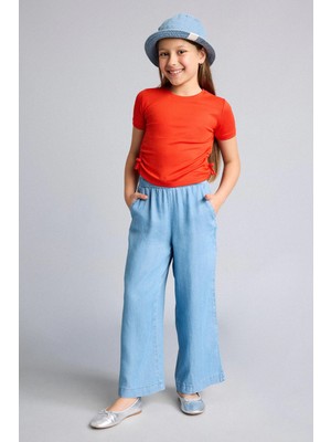 DeFacto Culotte Fit Rahat ve Havadar Kısa Geniş Paça Jean Pantolon Kız Çocuk G0252A826SM