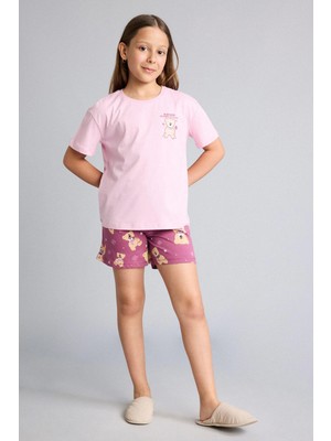 DeFacto %100 Pamuk Kpop - Demon Hunters Relax Fit 2'li Pembe Pijama Takımı Kız Çocuk H8497A826SM