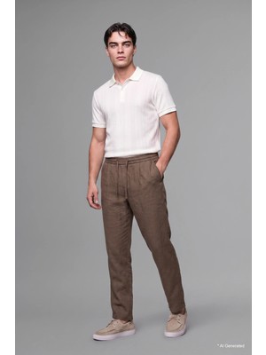 DeFacto Nefes Alabilir Straight Fit Düz Kesim Elastik Bağcıklı Bel Haki Pantolon G8194AX26SM