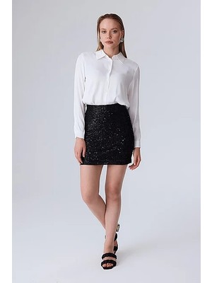 Gusto Pul Payet Mini Etek - Siyah
